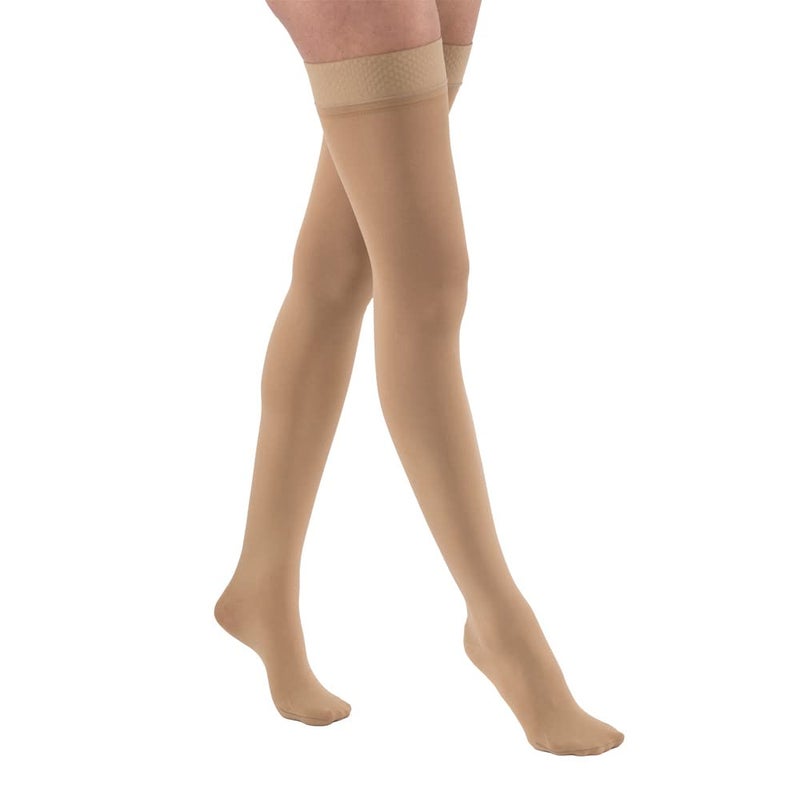 جوارب ضغط عالية حتى الفخذ JOBST Relief 1520mmHg تصميم مريح للجنسين مع شريط سيليكون مغلق من الأمام بيج XLarge Petite